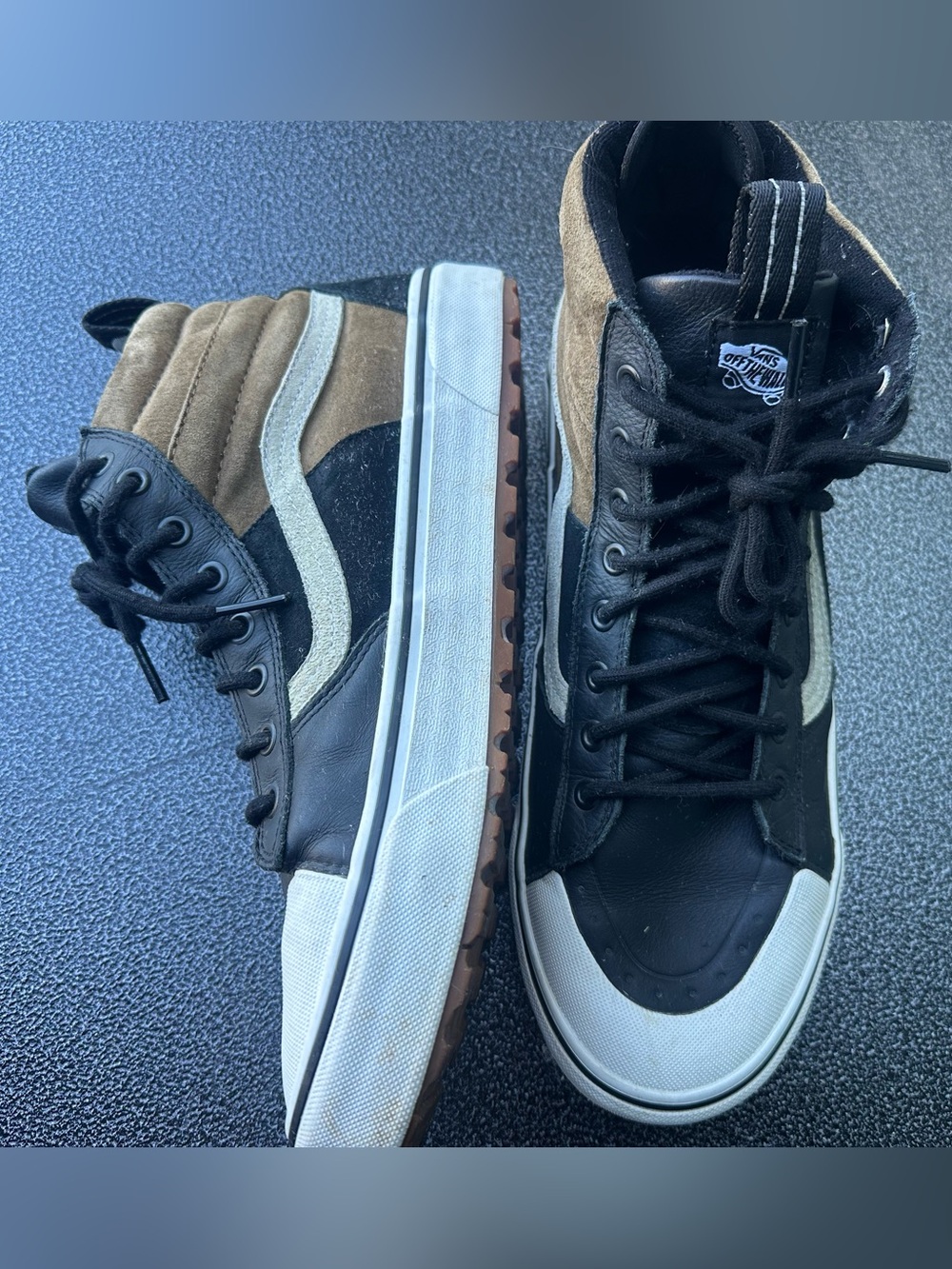 Vans Sk8-Hi MTE High-Top Sneakers in Black, Tan and White